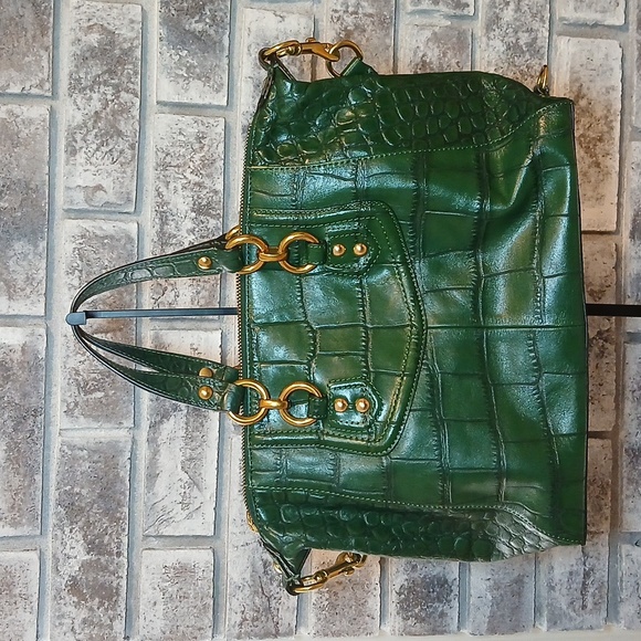 Coach "Ashley" Embossed Leather Croc Satchel - Green (H1275-F20346) - New Withou - Picture 3 of 8